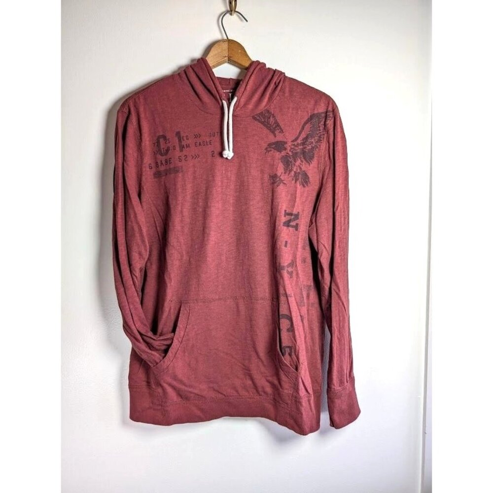 American Eagle Hoodie Men's Size XL Y2K Spellout Logo Lightweight Pinkman Skater